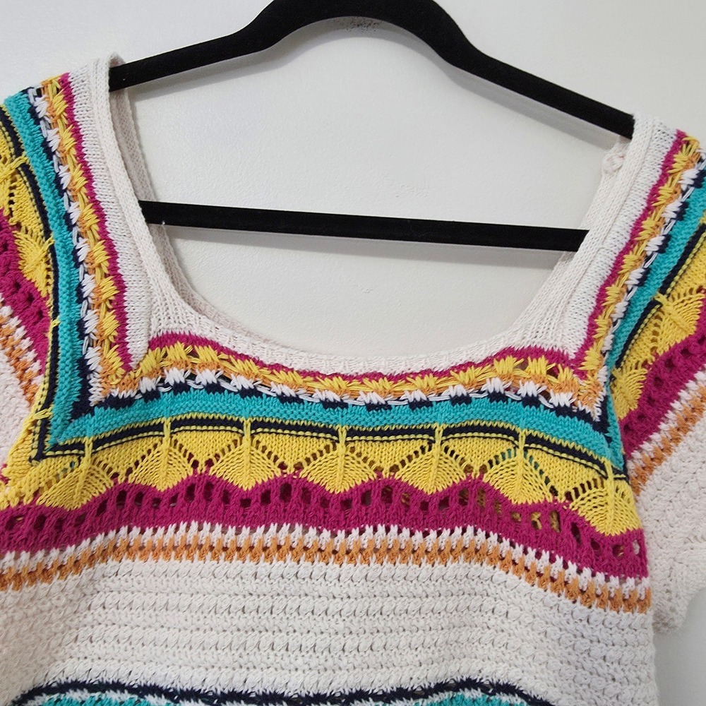 POL Crochet Top Sz S Cropped Open Knit Flutter‎ Boho Cottagecore Hippie Granny - Picture 2 of 13